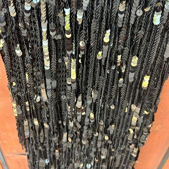 Retrofete LIBRA black crochet fringe sequin maxi dress - size M/L - Picture 10 of 11